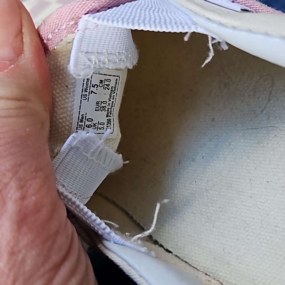 Vans Pink and Cream Checkered Slip-On Sneakers - Picture 5 of 8